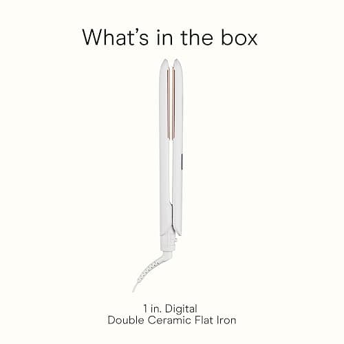 Conair Double Ceramic Flat Iron, 1-Inch Flat Iron, 5 Digital Temp Settings Up to 410°F, Extra-Long Plates, For All Hair Types and Textures, White thumbnail 8