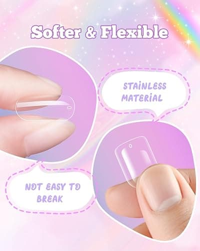 krofaue Kids Nail Tips - Children Square Clear Press On Nails | 240pcs 10 Sizes Little Girls Soft Gel Tips Extensions for DIY Decoration 9-12 years old thumbnail 5