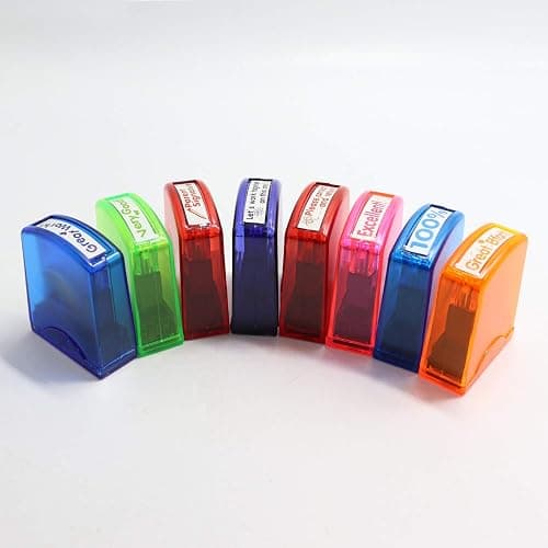 RELIANCER 8PCS Teacher Stamp Set,Colorful Self-Inking Motivational Classroom Stamper for Grading,Encouraging Rating Stamp Student,Parent Signature Stamps for Homework,School Homeschool Reward Supplies thumbnail 8