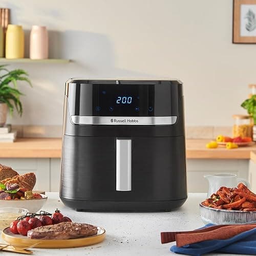 Russell Hobbs Air Fryer XXL 8,3L Rapid Air (Compact, Silencieux, Pizza Ø 26cm) Friteuse sans huile (9-en-1, Cuit, gril, rôtit et plus, économe, tactile,arrêt auto, compatible lave-vaisselle) 27632-56 thumbnail 6