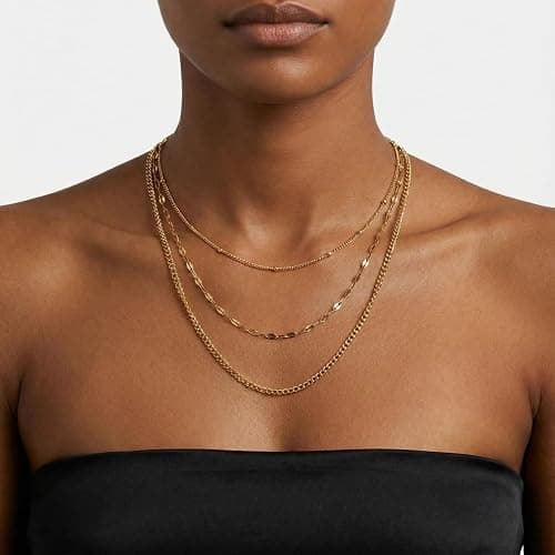 CHICVISION Gold Necklace set for Women,11PCS Cuban snake Chain Non Tarnish thumbnail 5