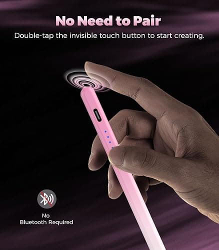 Stylus Pen for iPad(2018-2025), Pad Pencil 10th Generation with Palm Rejection, Active Digital Pencil Compatible with Apple iPad 6/7/8/9/10/A16, Pro 11"/12.9"/13"/M4, Mini 5/6, Air 3/4/5/M2/M3 - Pink thumbnail 9