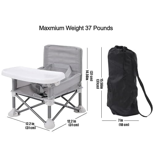 PandaEar Portable Baby Seat Travel Chair| Compact Fold with Straps for Indoor/Outdoor Use| Great for Camping, Beach, Lawn |Toddlers, Kids, Boys, Girls (Neural Seat) thumbnail 3