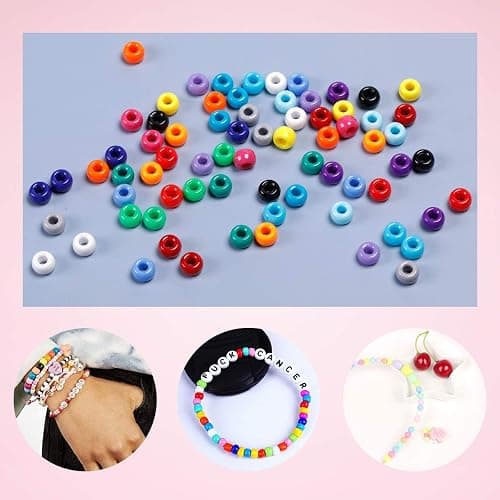 MAKERSLAND 2600+pcs Pony Beads Kit 18 Color Rainbow Plastic Multicolor Pony Bead Bulk with Elastic String Hair Beads DIY Crafts Jewelry Making Kit for Bracelets Necklaces Key Chain thumbnail 6