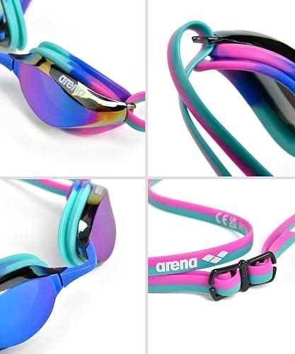 ARENA Unisex Python Racing Swim Goggles for Men and Women Anti-Fog No Leak Max Comfort Dual Strap, Mirror/Non-Mirror Lens thumbnail 2