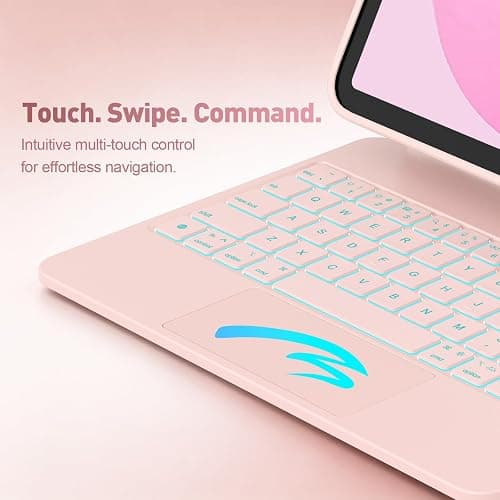 ZYNTHRALIX for iPad 11th (A16, 2025)/10th Generation Case with Keyboard, Portrait/Landscape, 11-Color Backlit & Multi-Touch Trackpad, Detachable Case & Stain-Resistant Leather, Pencil Buckle,Baby Pink thumbnail 5