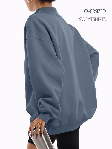 Trendy Queen Womens Mock Neck Sweatshirts Oversized Pullover Fall Outfits | Fall Fashion Clothes 2026,Long Sleeve Tops,Comfort Soft Fleece,Travel Casual Work Lounge Daily Outfit thumbnail 4