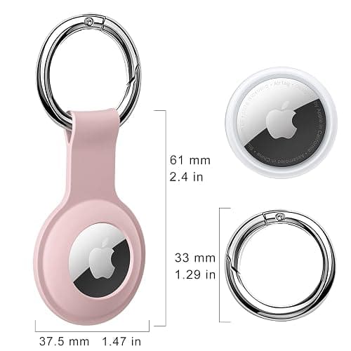 ColorCoral Holder Case for Airtag Ultra Light Silicone Sleeve for Air Tags Durable Anti-Scratch Protective Skin Cover with Anti-Losing Keychain Ring Accessory Compatible with Air-Tag (Pink) thumbnail 2