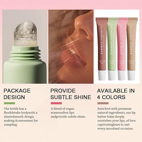 4 PCS Summer Lip Balm Tinted Lip Butter Balm - Conditioning Lip Mask,Ultra-Hydrating,Instant Moisture, Shine,Hydration - Sheer-Tinted,Soothing Lip Care - 0.5 Fl Oz (Pack of 4) thumbnail 5