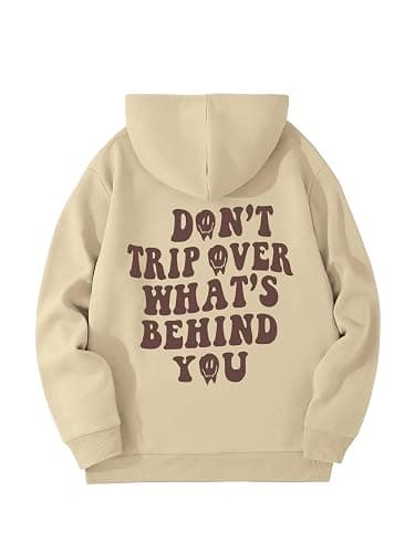 Floerns Men's Long Sleeve Lightweight Hooded Drawstring Letter Print Casual Y2K Graphic Hoodies Sweatshirt Tops Pullover - Image 1