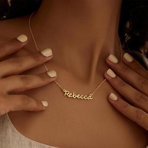 KUKULIKI Custom Tiny Name Necklaces for Women, 18k Gold Plated Delicate Name Necklace Personalized with Curb/Cable Chain, Dainty Birthday Jewelry Gifts for Mom thumbnail 3