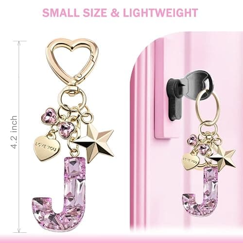 THE FRIGG Butterfly Initial letter Keychain Bag Charms for Women | Cute shiny accessories for purses, handbags, car keys, backpacks, cups, phones, ideal gift for women thumbnail 3