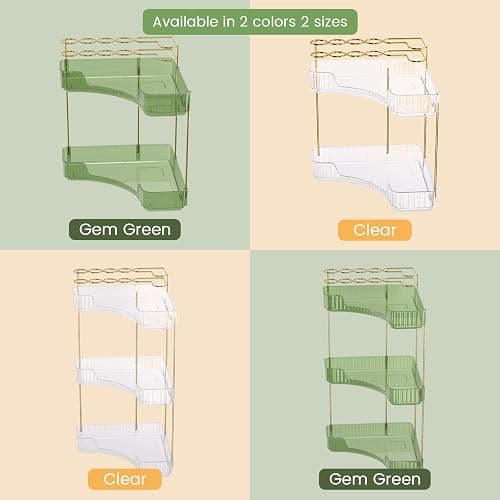 NATURE'S SOURCE Makeup Organizer for Vanity, 3-Tier Corner Bathroom Organizer Countertop with Makeup Brush Holder, Corner Counter Storage for Bathroom, Dresser, Kitchen（Clear thumbnail 7