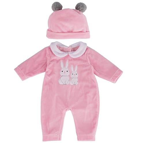 BABESIDE 2 Pcs Reborn Baby Doll Clothes with Hat for 17-22 Inch Baby Dolls | Cute Bunny Pattern Baby Dolls Outfits with Baby Doll Accessories fits Realistic Baby Doll Girls, Pink - Image 1