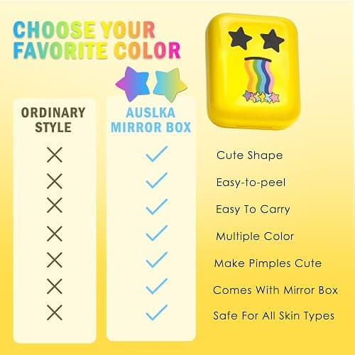 AUSLKA Star Pimple Patches - 150 Count - Hydrocolloid Pimple Patches,Cute Star Shape, 6 Colors,Spot Stickers For Face And Skin,Temporary Mirror thumbnail 2