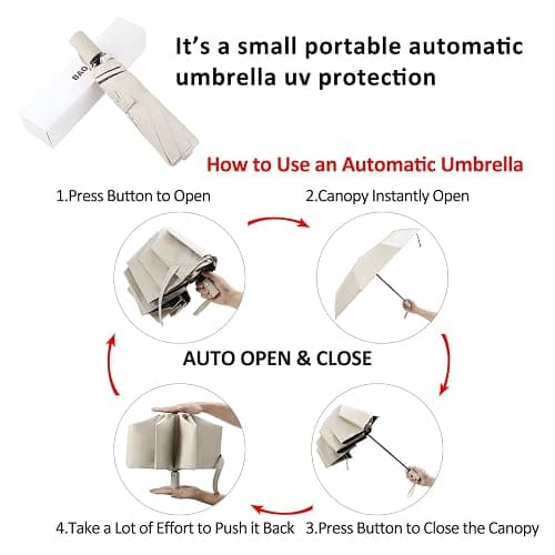 BAODINI Small UV Protection Travel Umbrella Compact for Rain and Sun UPF 50+ Windproof Portable 42 inch Umbrella for Women and Men thumbnail 5