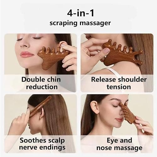 4Pcs Wood Therapy Massage Tools Lymphatic Drainage Massager Wooden Massager Body Sculpting Tools for Body gua sha,Anti-Cellulite,Pain Relief thumbnail 4