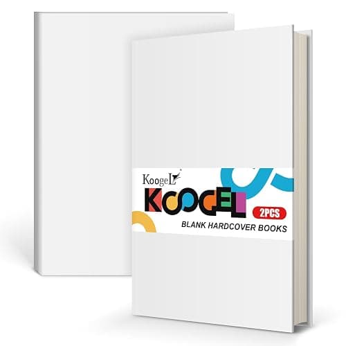 Koogel 2PCS Blank Hardbound Sketch Notebooks, White Drawing Notebooks 5.7" x 8.2" Hardcover Sketchbooks Blank Thick Smooth Notebook for Kids to Write Stories 50 Sheets 100gsm Inner Paper - Image 1