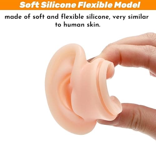 Acshio 7 Pack Silicone Piercing Model, Soft Silicone Flexible Model Body Parts Displays Set, 3D Simulation Body Pierce Tool Kit with Ear Eye Nose Mouth Tongue Navel for Novice Piercer thumbnail 3