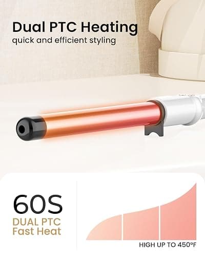 1 Inch Extra Long Barrel Curling Wand, Ceramic Tourmaline Curling Wand Professional Dual Voltage with Adjustable Temperature thumbnail 3