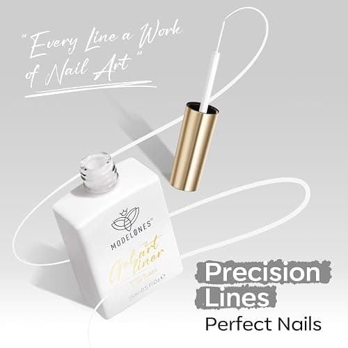 modelones White French Tip Liner Gel Polish 15ml with Precision Brush | High-Pigment Color Nail Art Gel Paint Crisp Swirl Fine Line Design Beginner Friendly Long Lasting Soak Off U V Cure Manicure thumbnail 8