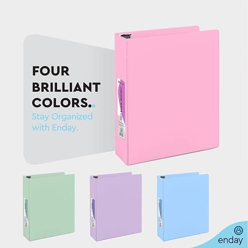 Enday 1.5 Inch Binder, Pink - 1.5 Inch 3 Ring Binder, Round Ring Pastel with Clear View Cover for Letter Size 8.5 x 11'' Paper & 2 Inside Pockets, Ideal for School Supplies, Office, and Home thumbnail 5