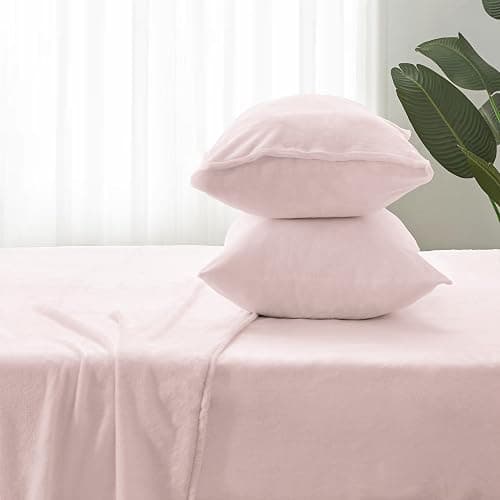 BEDELITE Flannel Sheets Queen Size Pink - Super Soft Fleece Sheets Set Fluffy Extra Plush, 4 Piece(Include Fitted Sheet, Flat Sheet, 2 Pillowcases) thumbnail 7