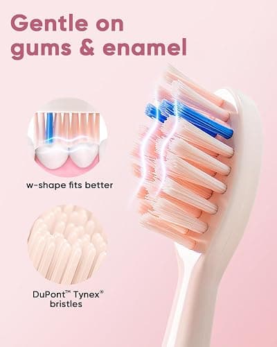 MySmile DY156 Electric Toothbrush for Adults, Rechargeable Sonic Battery Toothbrush Portable with 3 Brush Heads, 2 Mins 5 Modes Smart Timer, 45000VPM, One Charge for 60 Days - Pink thumbnail 7