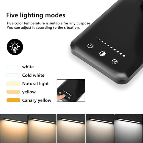 White crown LED Desk Lamp Dimmable Table Lamp Reading Lamp with USB Charging Port, 5 Lighting Modes, Sensitive Control, 30/60 Minutes Timer (Black, First-Generation) thumbnail 2