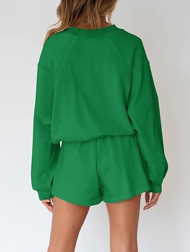 MEROKEETY Women's 2025 Fall Oversized Batwing Sleeve Lounge Sets Casual Top and Shorts 2 Piece Outfits Sweatsuit thumbnail 4