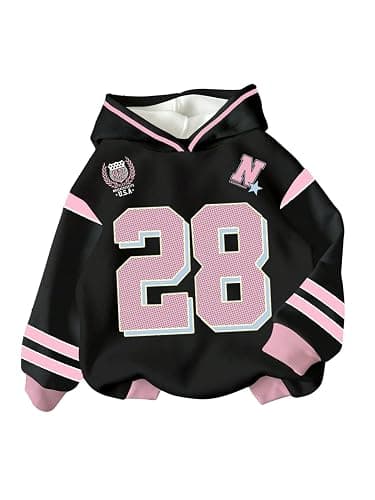 COZYEASE Girls' Letter Graphic Print Cute Hoodies Long Sleeve Pullover Hoodie Sweatshirt - Image 1