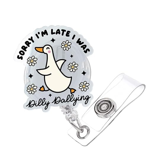 Funny Silly Goose Badge Reel Retractable ID Holder with Alligator Clip for Nurse Nursing Medical Worker & Teacher, Cute Acrylic Badge Accessories for RN CNA LPN Doctor - Image 1