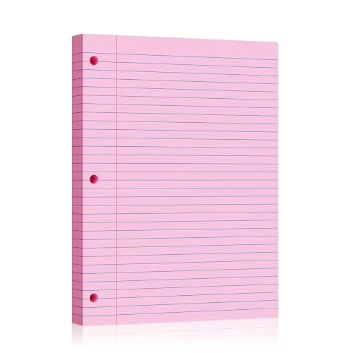 Pink Loose Leaf Paper 100 Sheets 8" x 10.5" Filler Paper, College Ruled 3-Hole Punched, Notebook Paper for 3-Ring Binders Notepad Writing Note Pads To-Do Lists for Office & School Supplies - Image 1