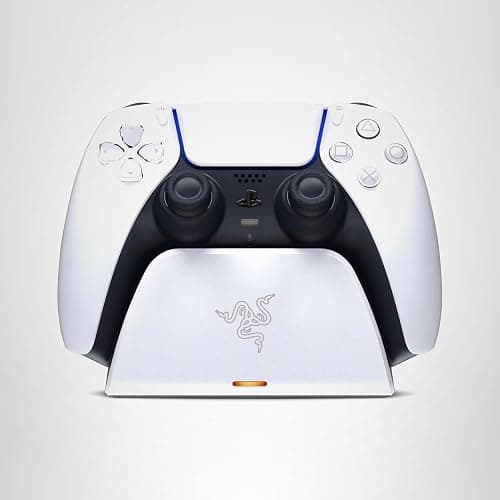 Razer Quick Charging Stand for PlayStation 5: Charge - Curved Cradle Design Matches PS5 DualSense Wireless Controller One-Handed Navigation USB Powered White (Controller Sold Separately) thumbnail 7