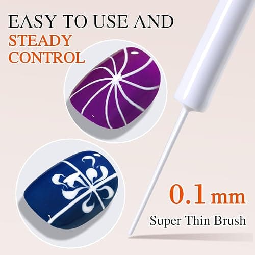 Double Rhythm 15 Ml Metallic Gel Liner Nail Art Bronze Mirror Chrome Painted Drawing Stripper 3D Effect Polish (White Liner Art -L1006) thumbnail 2