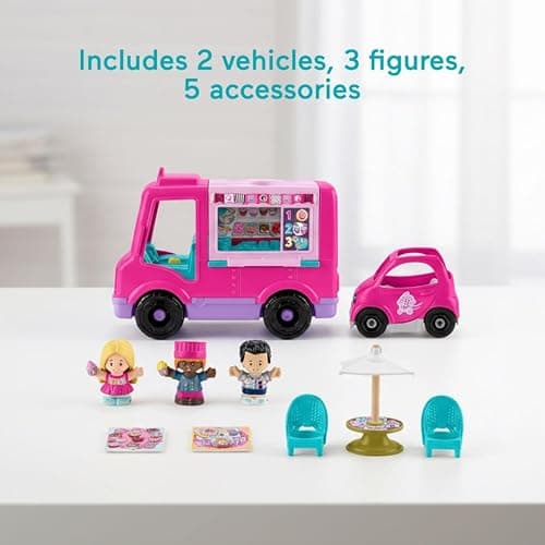 Fisher-Price Little People Barbie Toddler Toy Cupcake Truck Musical Playset with 9 Pieces for Pretend Play Kids Ages 18+ Months (Amazon Exclusive) thumbnail 6