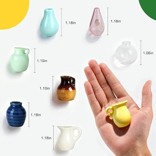 Renmxj 8 Pcs Refrigerator Magnets - Cute Mini Ceramic Vase Fridge Magnets with Artificial Flowers, Funny Tiny Vase Magnet for Fridge Decorative, Office, Kitchen, Locker, Whiteboard thumbnail 3