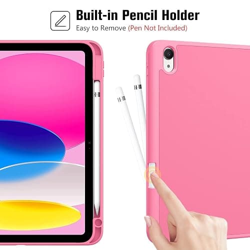 ProCase for iPad (A16) 11th Generation 11 Inch 2025/ iPad 10th Generation 10.9 Inch 2022 Case with Pencil Holder, Hybrid Cover with Soft TPU Back, Supports Touch ID, Auto Wake/Sleep -Pink thumbnail 3