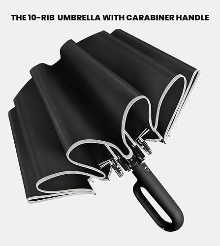 MRTLLOA Travel Essentials Ring Handle Umbrella, Windproof for SUN/UV and Rain with Reflective Stripe, Compact Folding Backpack Umbrella for Women Men, 10 Ribs thumbnail 9