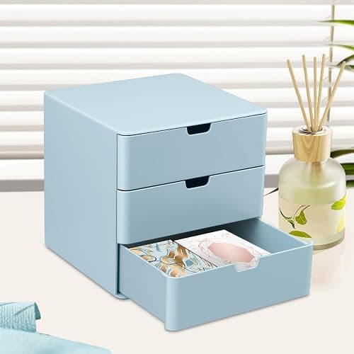 Dalanpa 3-Drawer Vanity Organizer, Compact Storage Organization Drawers Blue thumbnail 2