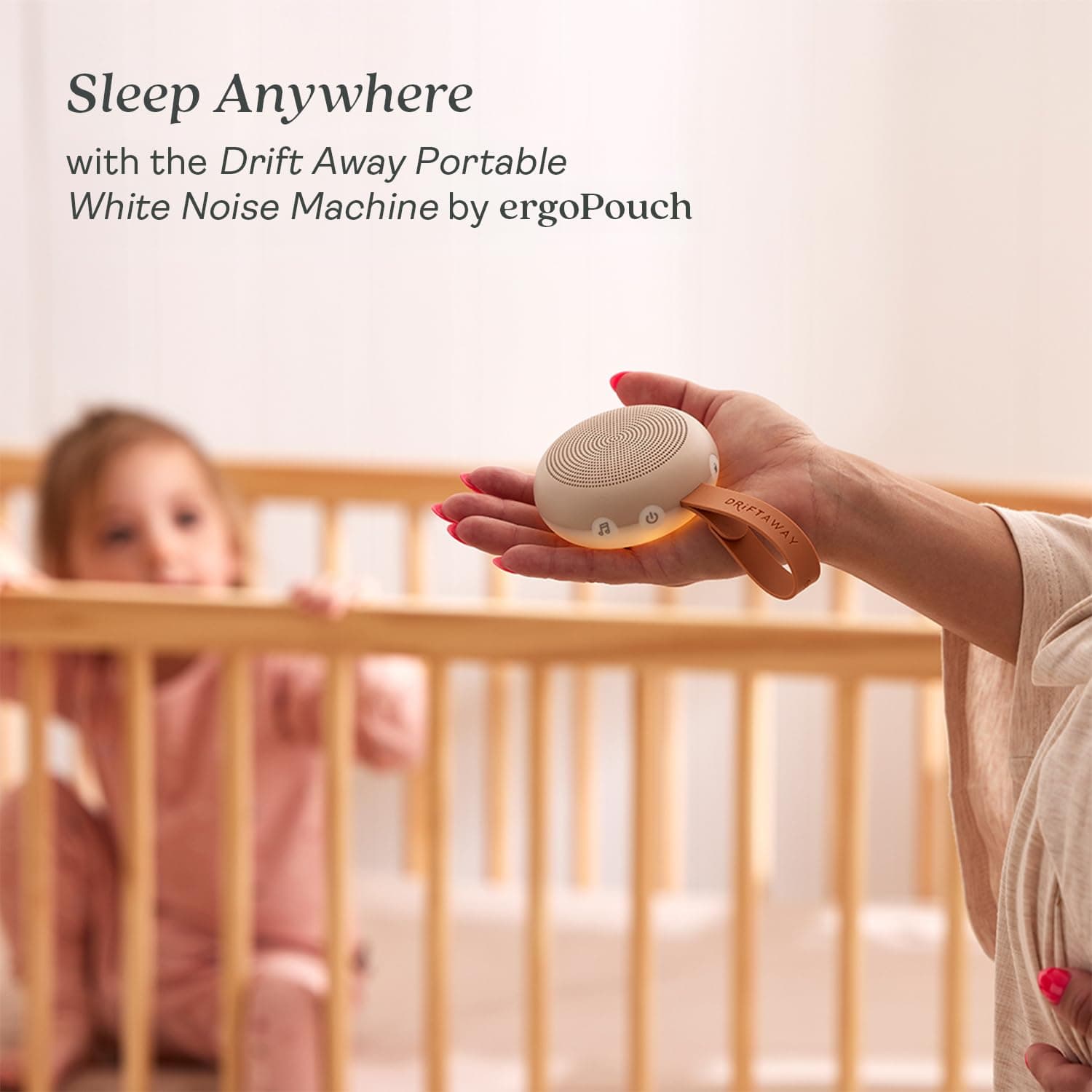 ergoPouch Drift Away Portable White Noise Machine, Taupe – 7 Soothing Sounds, Adjustable LED Light, USB Rechargeable, Up to 48 Hours Battery Life – Promotes Deep, Restorative Sleep for Babies and Adults. thumbnail 2