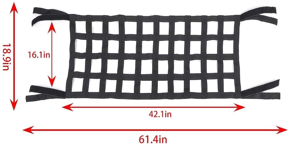 Mesh Cargo Net Hammock Roof Top Netting Hammock for Jeep Wrangler YJ TJ JK JKU JL JLU JT & Gladiator JT Accessories1987-2024 (Black) thumbnail 2