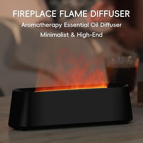 YALEDI Essential Oil Diffuser, Fireplace Fire Flame Aromatherapy Diffuser, 250ml Cool Mist Humidifier, Scent Aroma Diffuser with 7 Colors Light, Remote Control, Timer & Auto-Off for Home, Room (Black) thumbnail 2