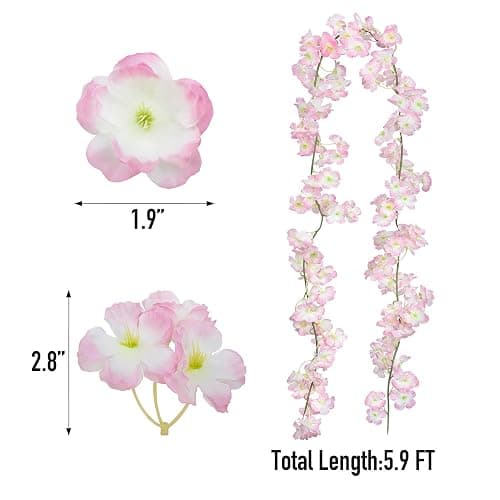 GPARK 10 Pack /70 inch/5.9FT Artificial Cherry Blossom Hanging Vines Silk Flower Sakura Garland for Wedding Party Room Wall Decor Japanese Decoration Light Pink thumbnail 2
