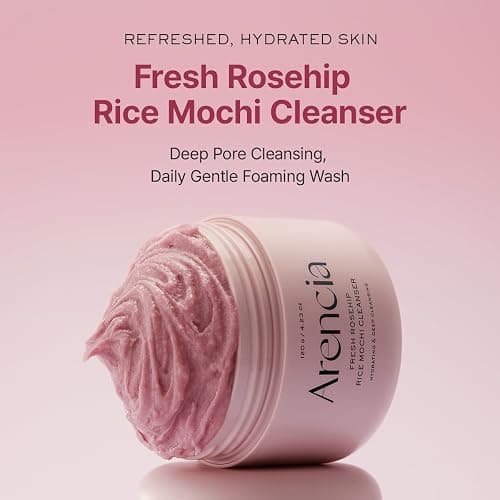 Arencia Rosehip Brightening Rice Mochi Face Cleanser & Daily Scrub - Moisturizing, Exfoliating & Deep-Cleansing - All Skin Types with Rice Powder & Rice Water (4.23oz) thumbnail 2
