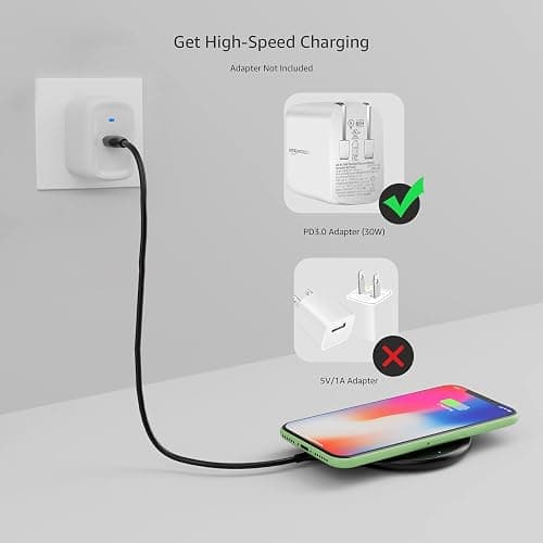Amazon Basics 15W Qi Certified Wireless Charging Pad for iPhone 16/15/14/13/12/11/X, Samsung and More, with USB Cable, Black thumbnail 3