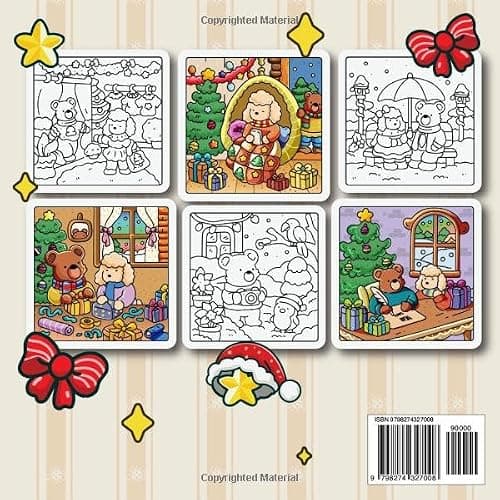 COZY XMAS VIBES: Cute & Comfy Coloring Book for Adults & Teens featuring Christmas scenes for Relaxation & Mindfulness with adorable animals. thumbnail 2