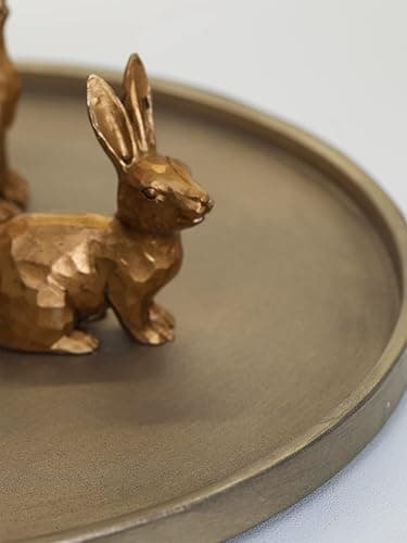 DN DECONATION Golden Polyresin Bunny Decor Rabbit Figurines, Easter Bunny Statue Set of 3 for Spring Tabletop Decor thumbnail 6