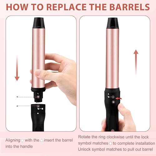 UNOBEY 5 in 1 Curling Iron Brush Set with Thermal Brush and 4 Interchangeable Ceramic Curling Wand(0.5”-1.25”), Fast Heating, Dual Voltage, Include Glove thumbnail 9