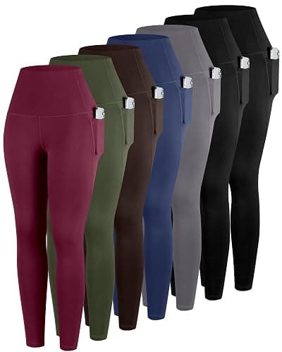 ATHVOTAR Leggings with Pockets for Women, 7 Packs High Waisted Workout Tummy Control Yoga Pants - Image 1